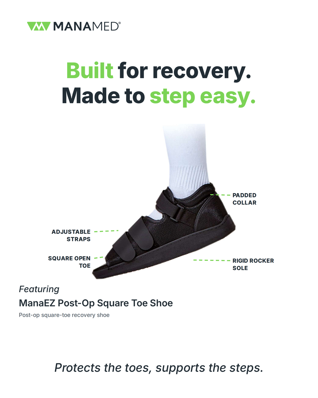 ManaEZ Post-Op Square Toe Shoe